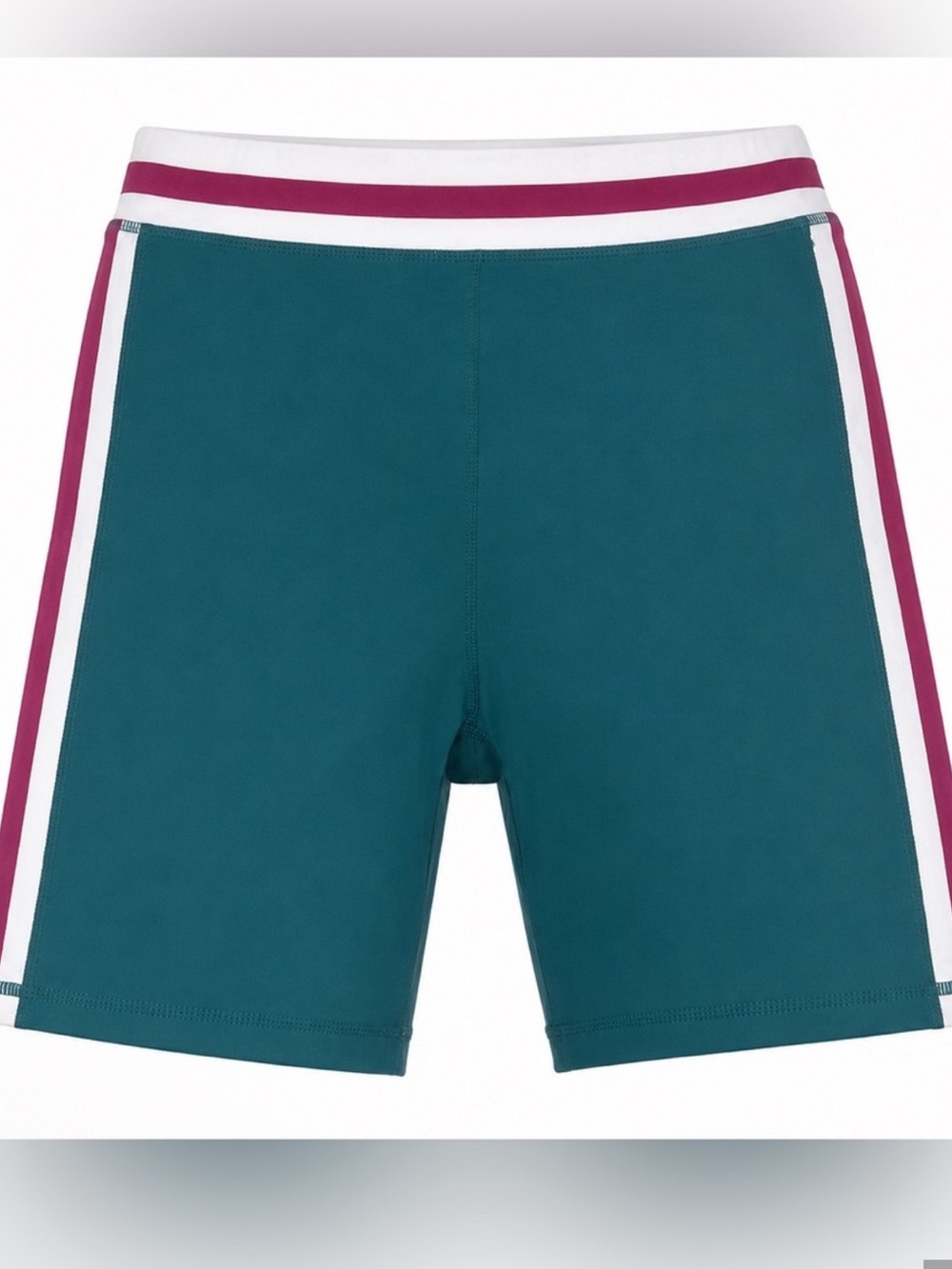 WILO Women’s Teal Athletic Shorts with White and Magenta Side Stripes NWT Size S